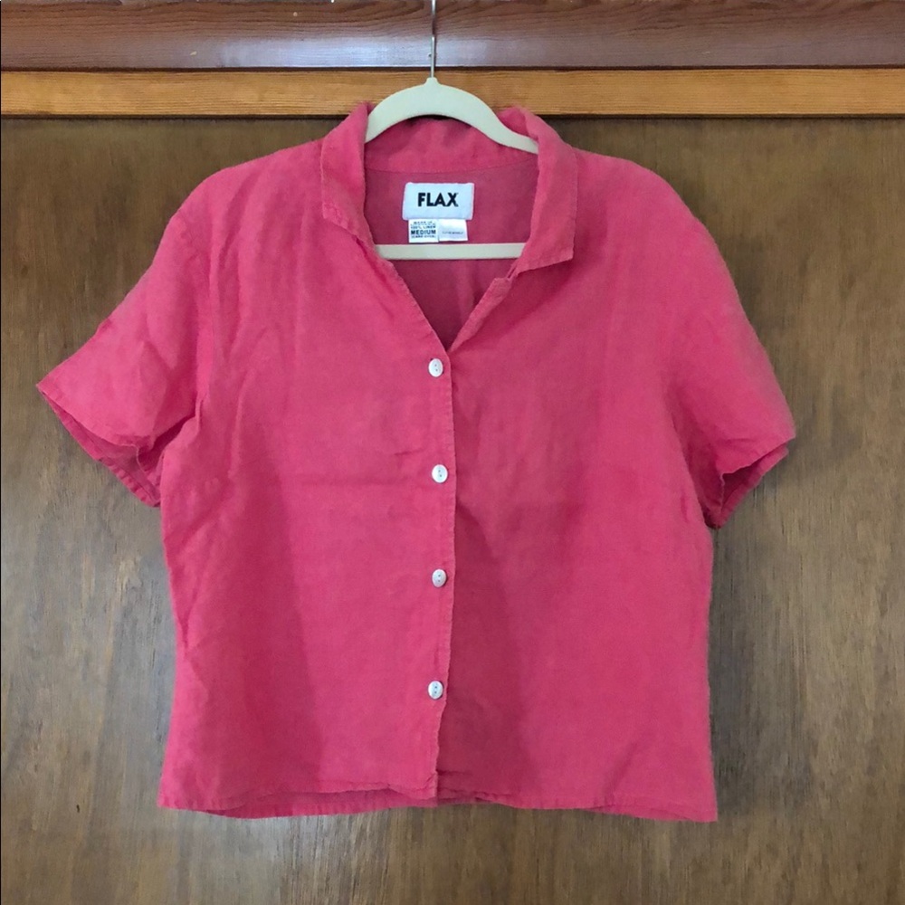 Flax Vibrant Pink Linen Blouse